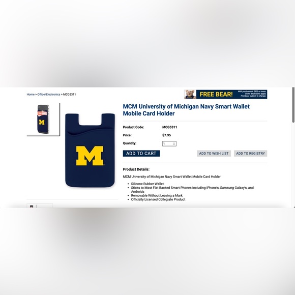 Michigan Silicone iPhone smart wallet - Picture 2 of 2